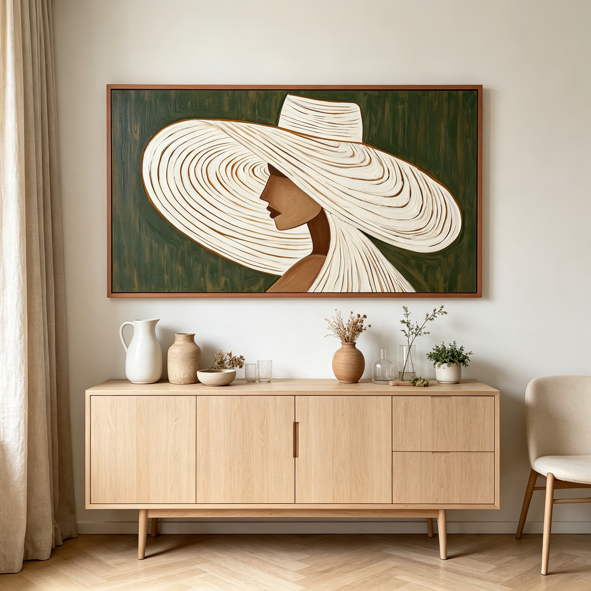 Textured Wide Brim Hat Wall Art