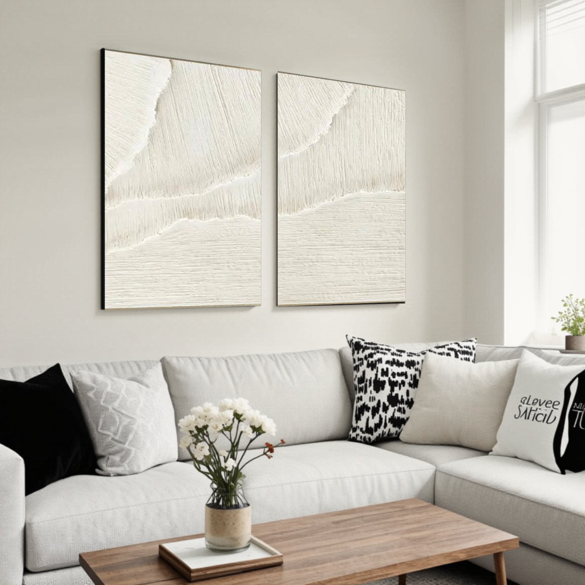 Plaster Art Minimalist Textured Paintings Set of 2 #MM056