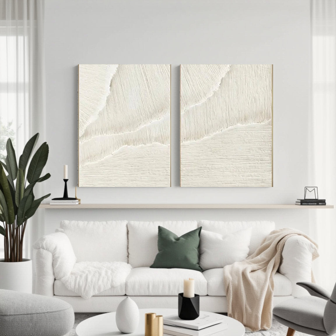 Plaster Art Minimalist Textured Paintings Set of 2 #MM056