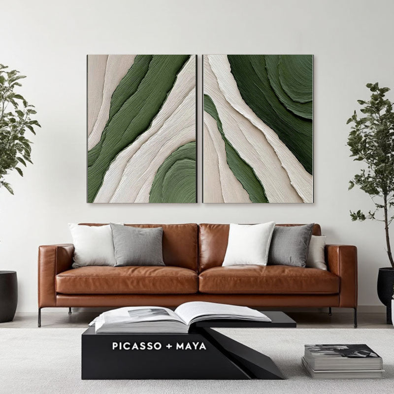 Blue & Green Abstract Set of 2 #BG047