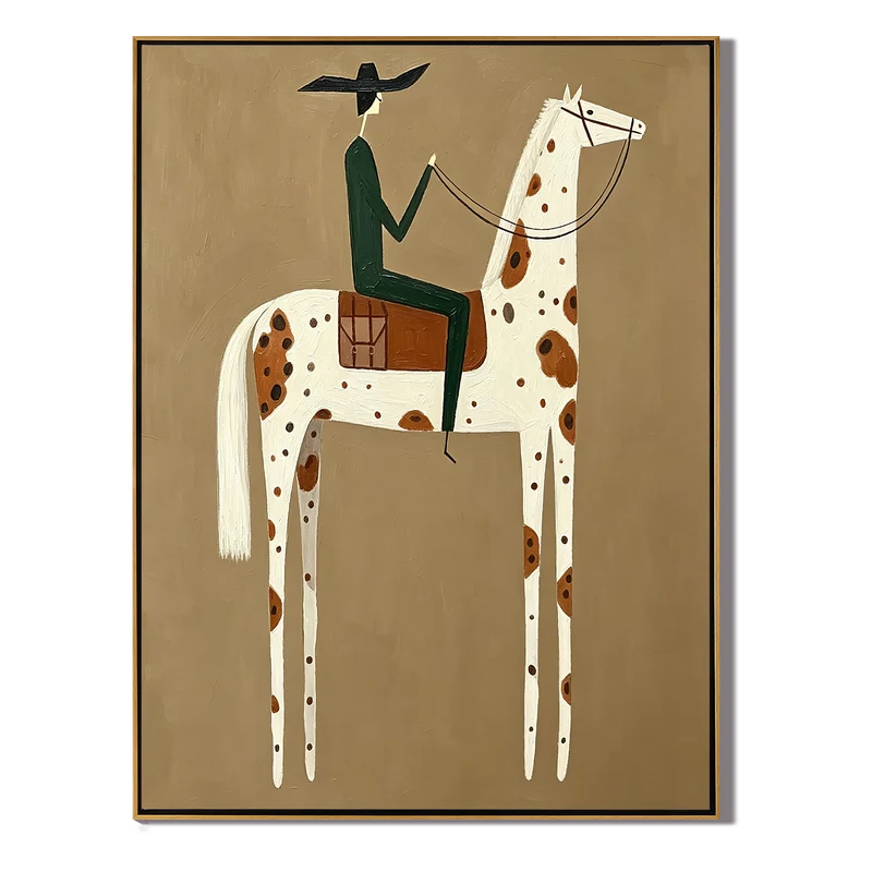 Minimalist Spotted Horse Rider Wall Art