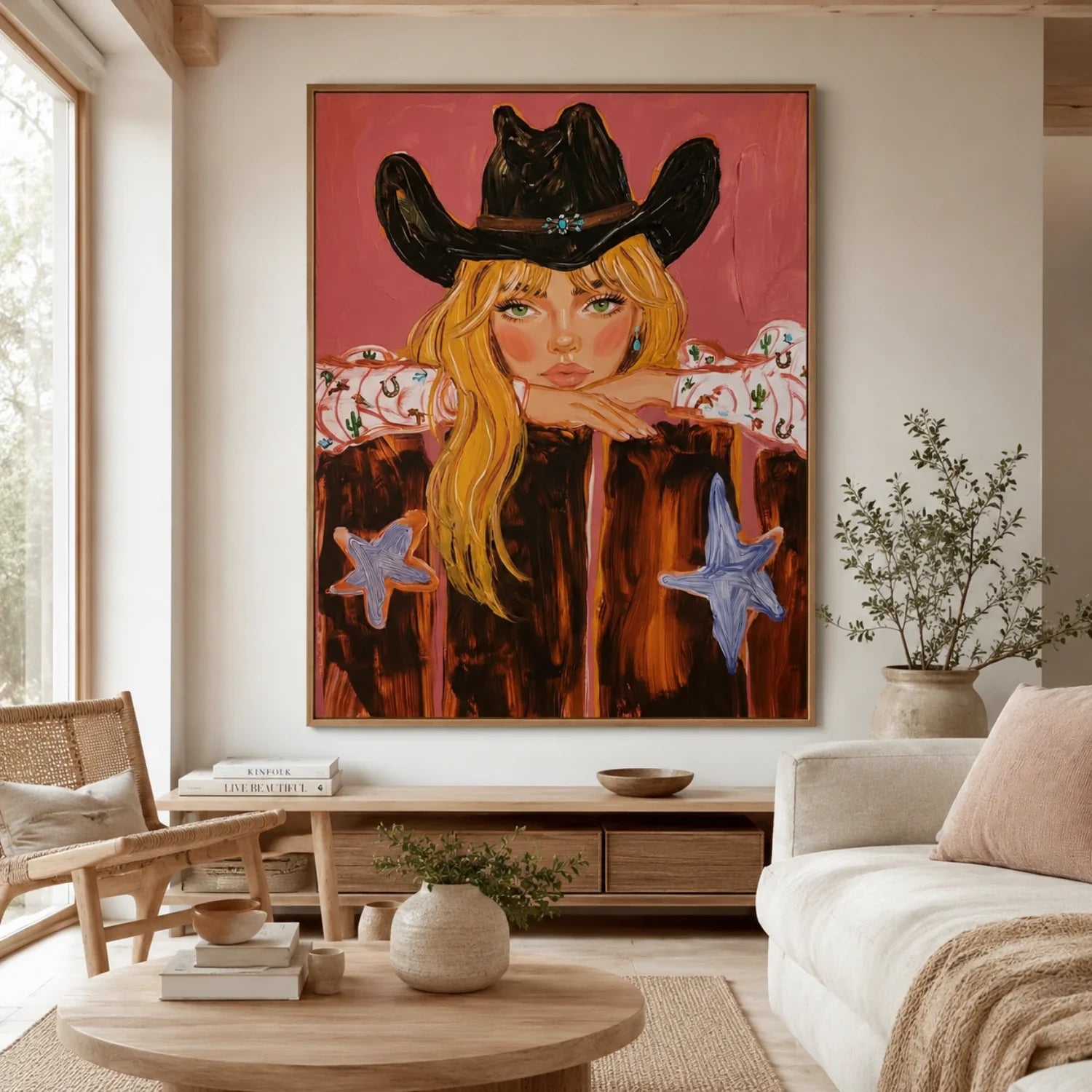 Starry Cowgirl Portrait Wall Art