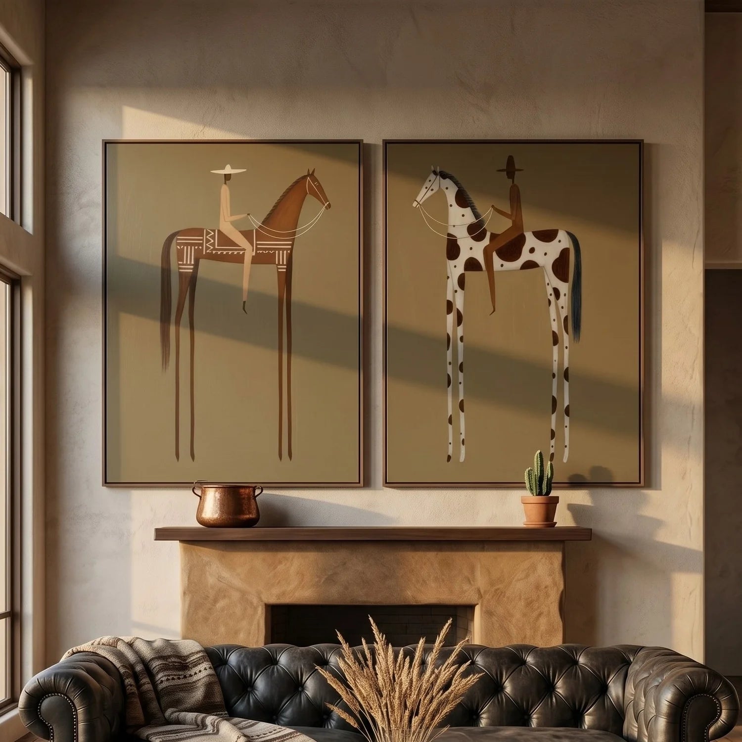 Flat-Toned Rider Duo Wall Art Set of 2