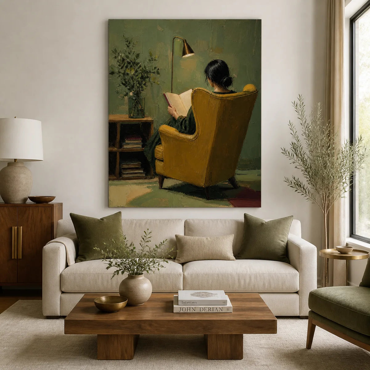 Textured Reading Woman Back View Wall Art