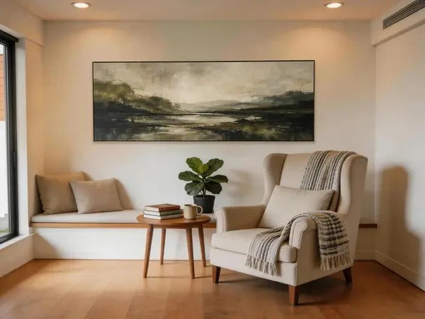Hazy Mountain Lake Wall Art