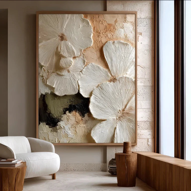 Sculptural Ivory Bloom Wall Art