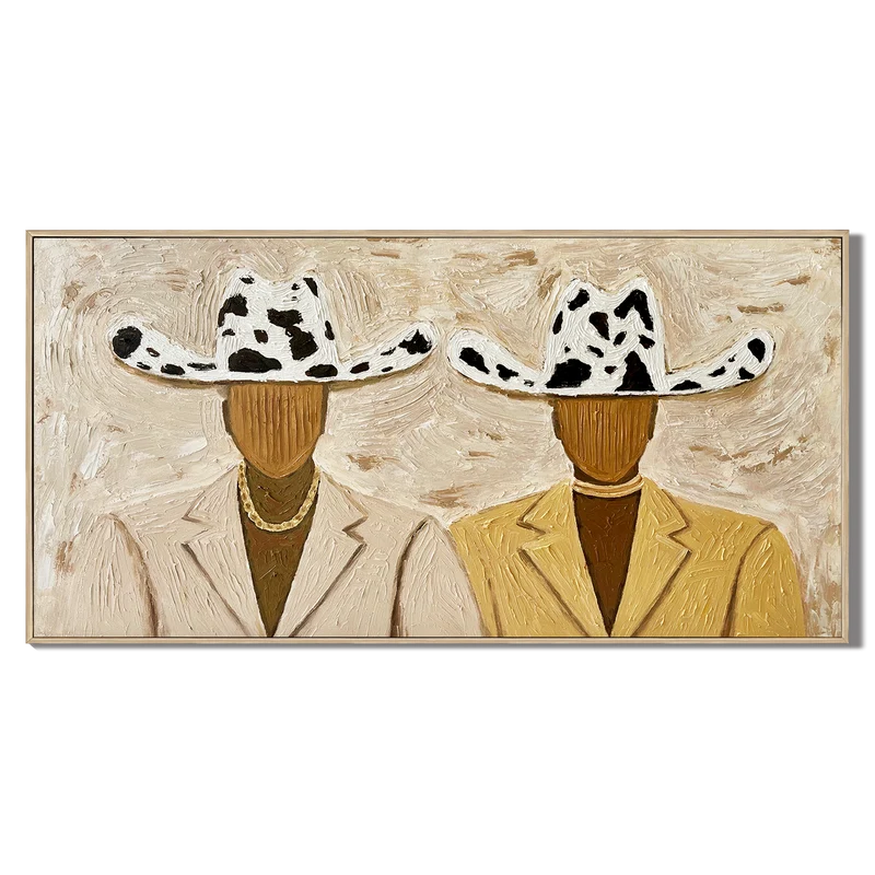 Cow-Print Hat Cowboy Duo Wall Art