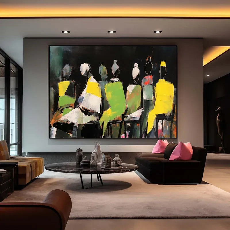 Abstract Block Figures Group Wall Art