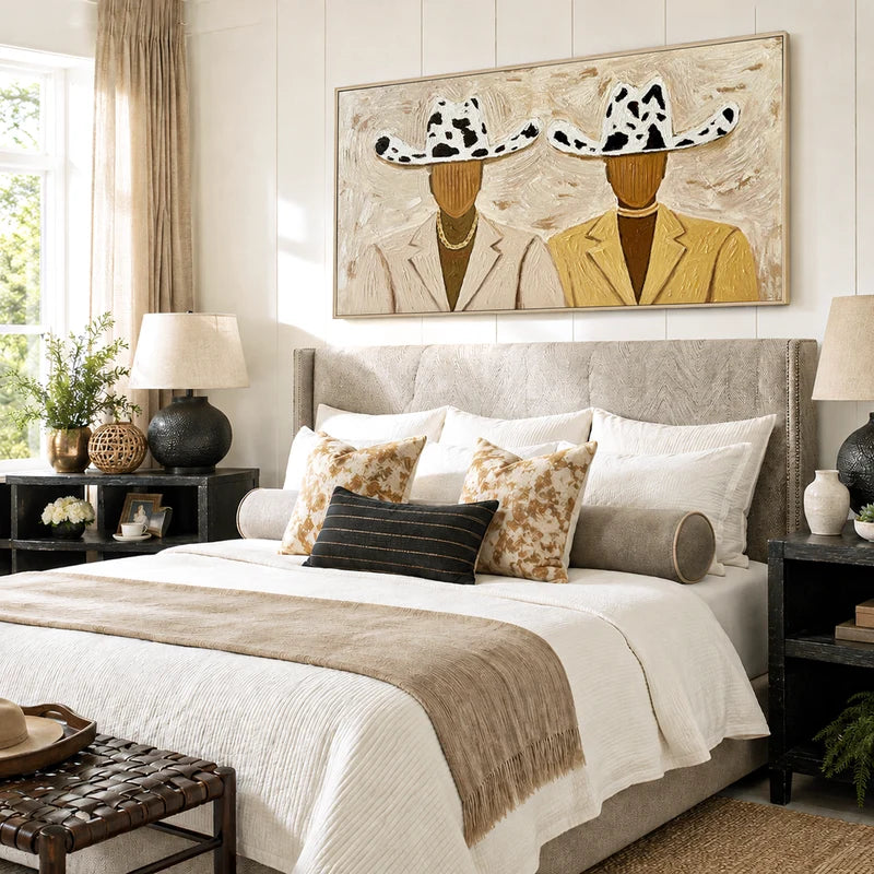 Cow-Print Hat Cowboy Duo Wall Art