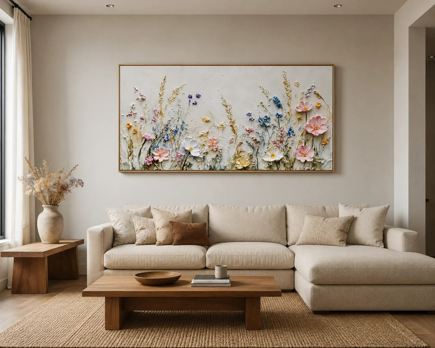 3D Textured Wildflower Meadow Wall Art