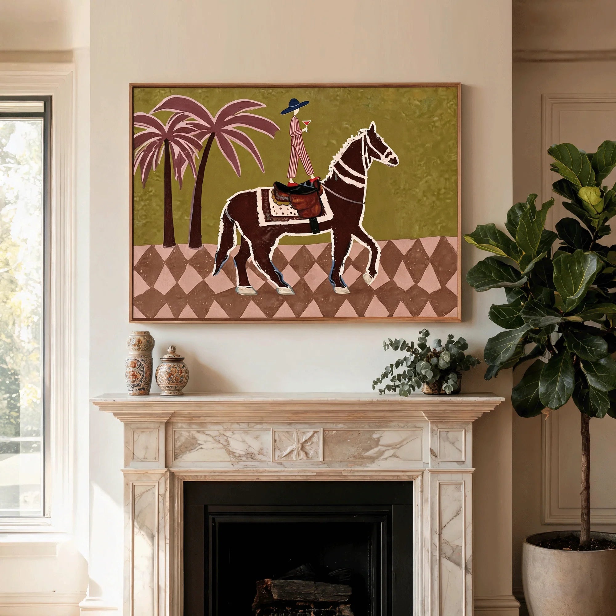 Palm Tree Horse Rider Wall Art