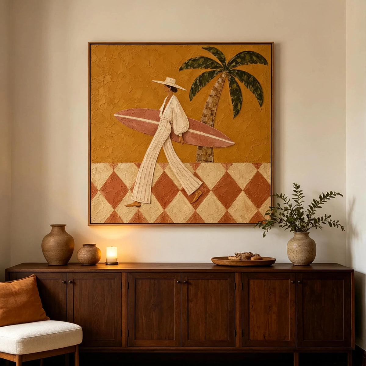 Minimalist Palm Surfer Wall Art