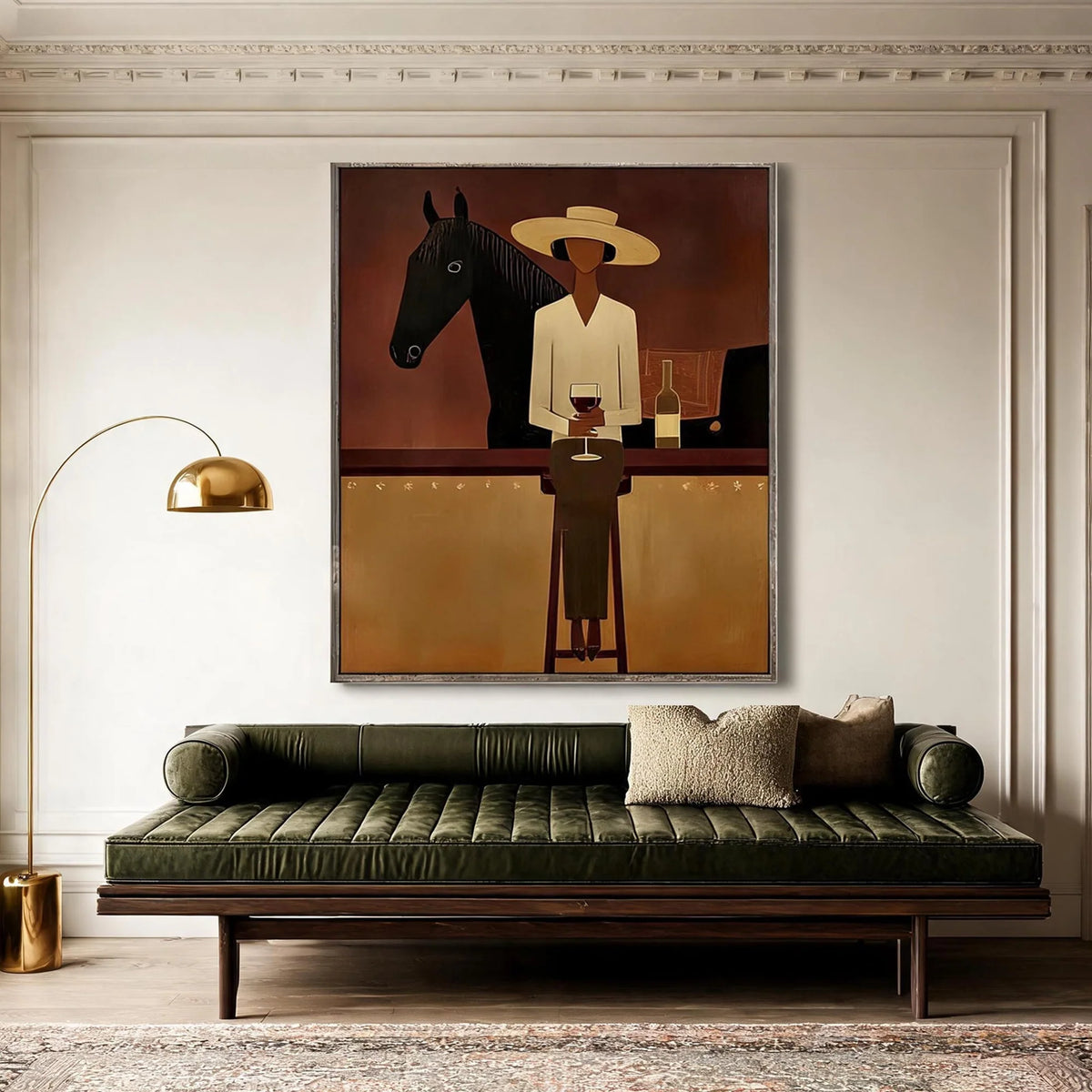 Textured Horse and Rider at Bar Wall Art