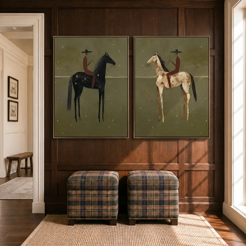 Geometric Western Riders Wall Art Set of 2