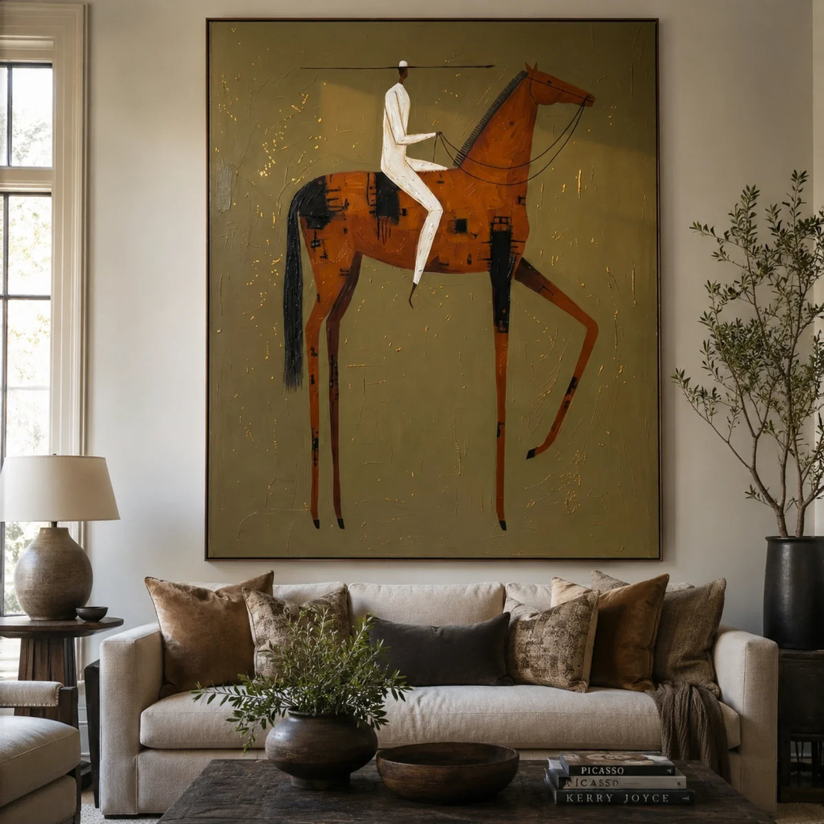 Textured Rider on Horse Wall Art