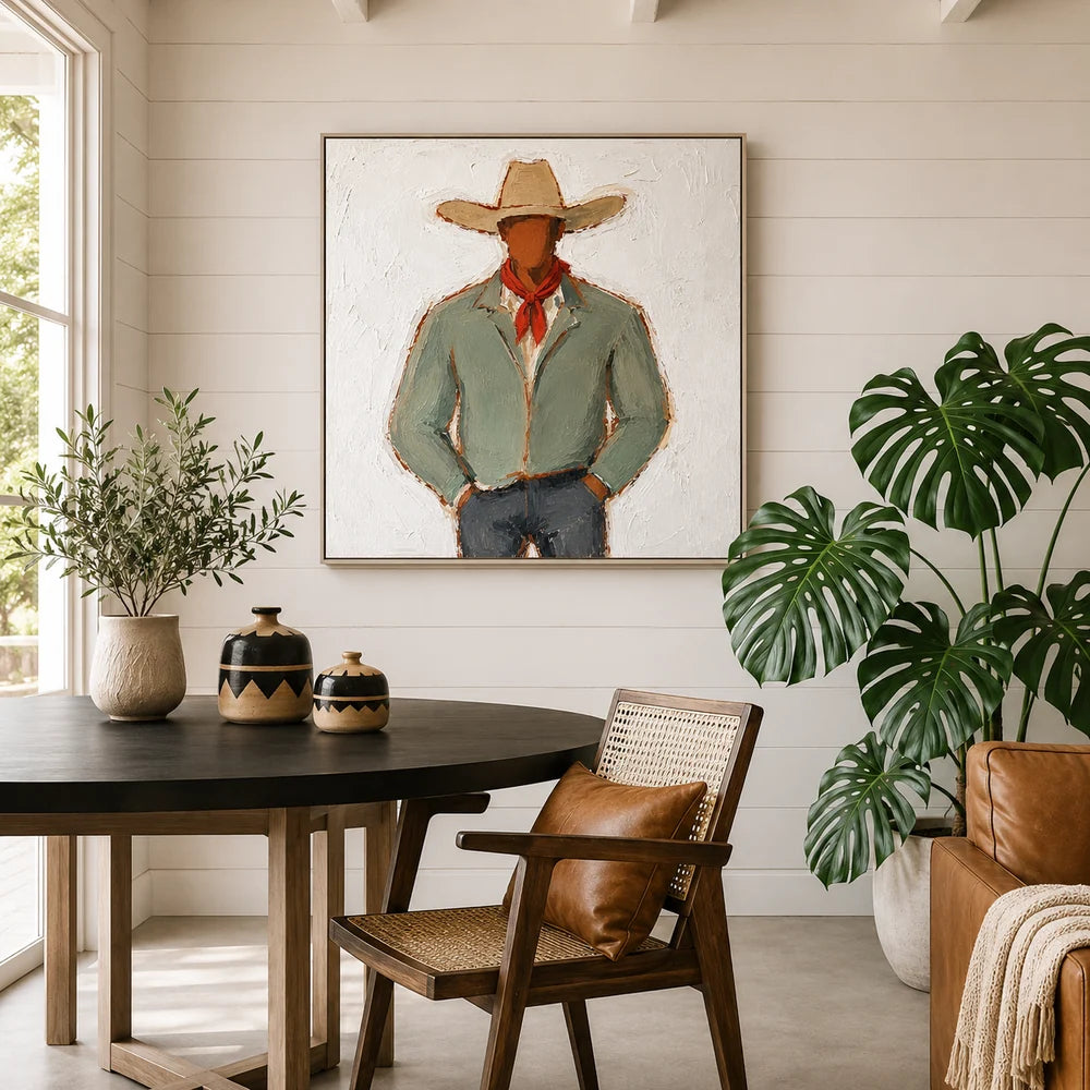 Impasto Faceless Cowboy Wall Art