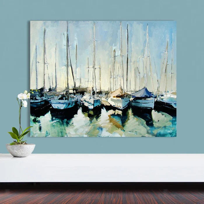 Textured Marina Sailboats Wall Art