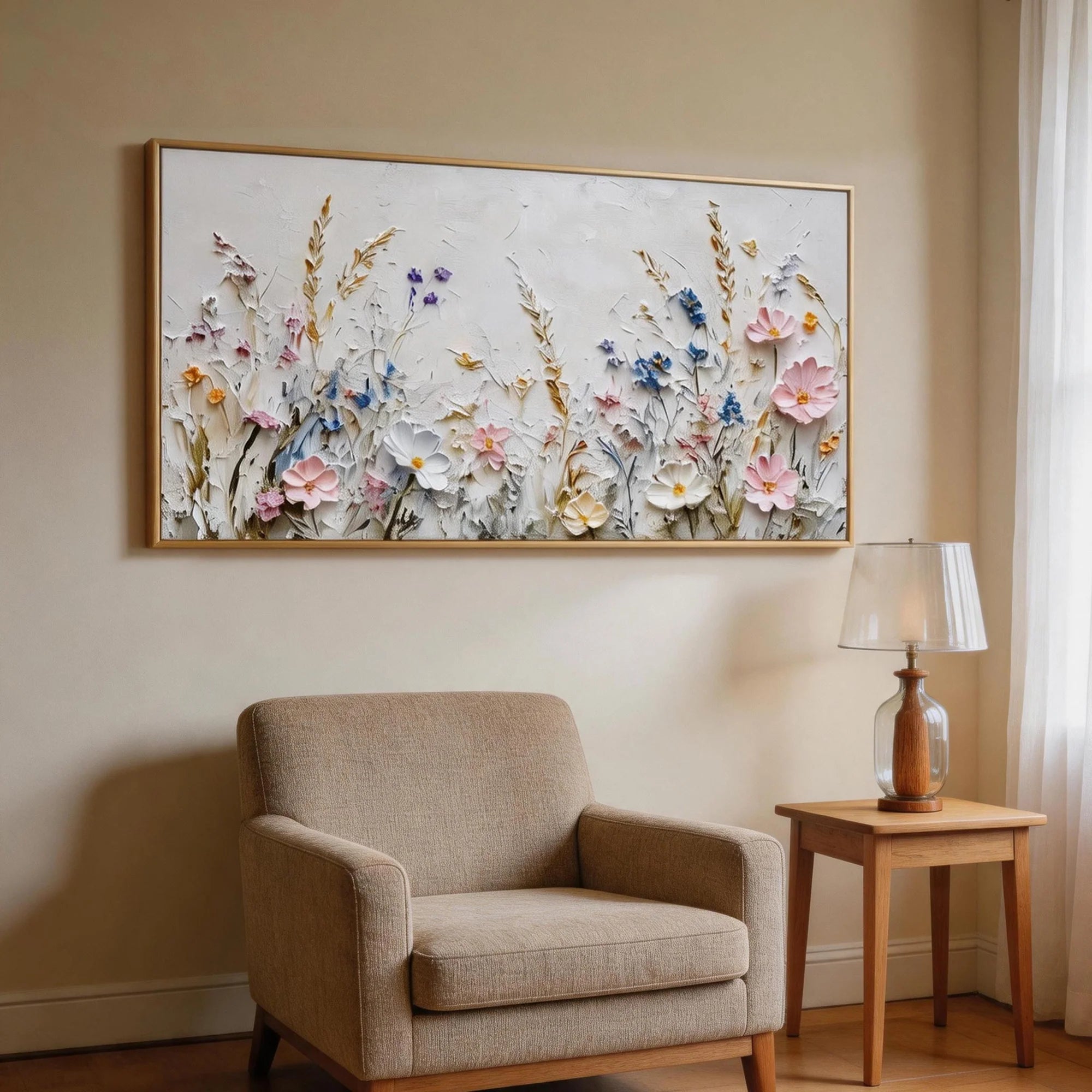3D Textured Wildflower Meadow Wall Art