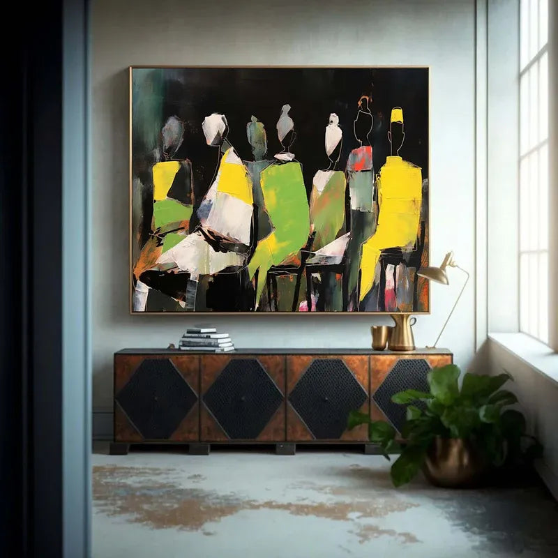 Abstract Block Figures Group Wall Art