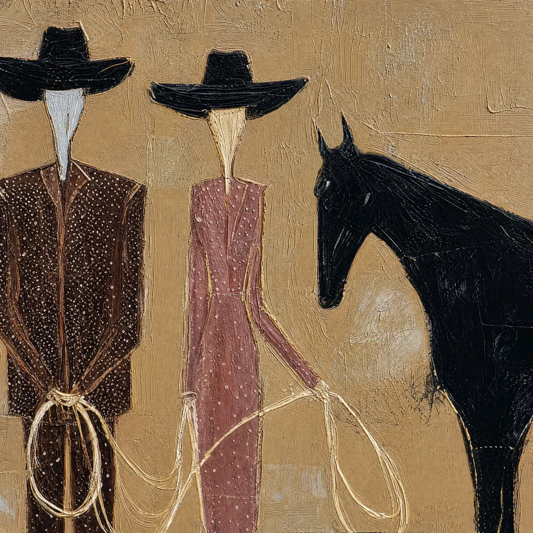 Abstract Western Duo & Black Horse Wall Art