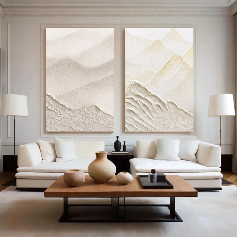 3D Textured Mountain Wave Wall Art Set of 2