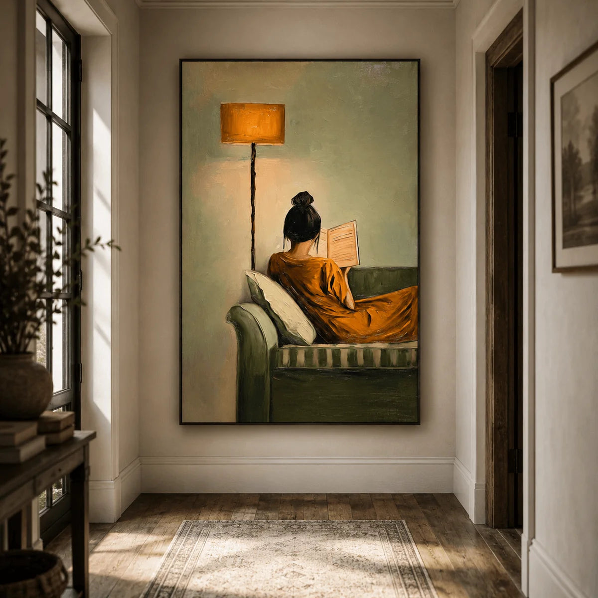 Reading Woman in Orange Wall Art