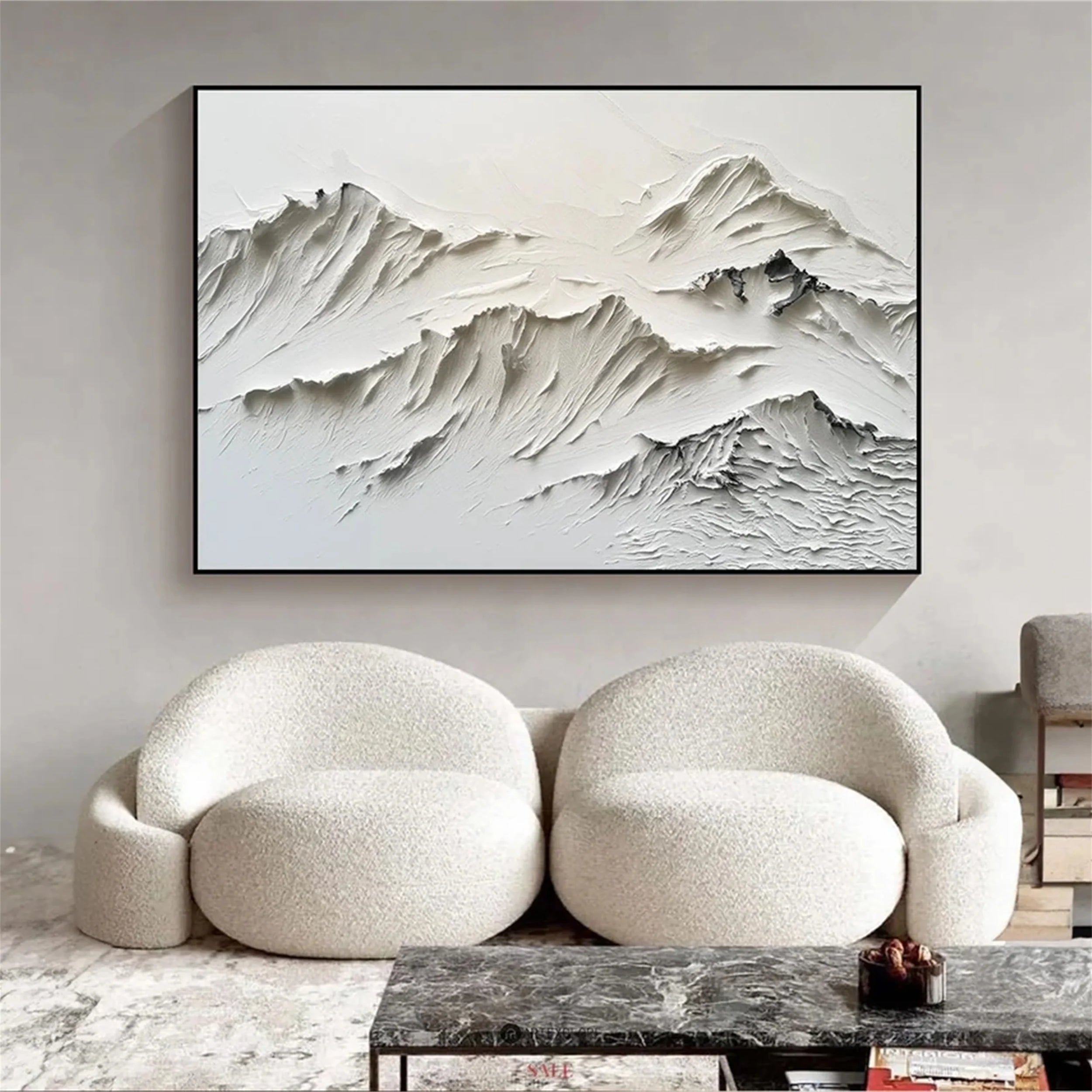 White Minimalist Textured Painting Canvas #MM158