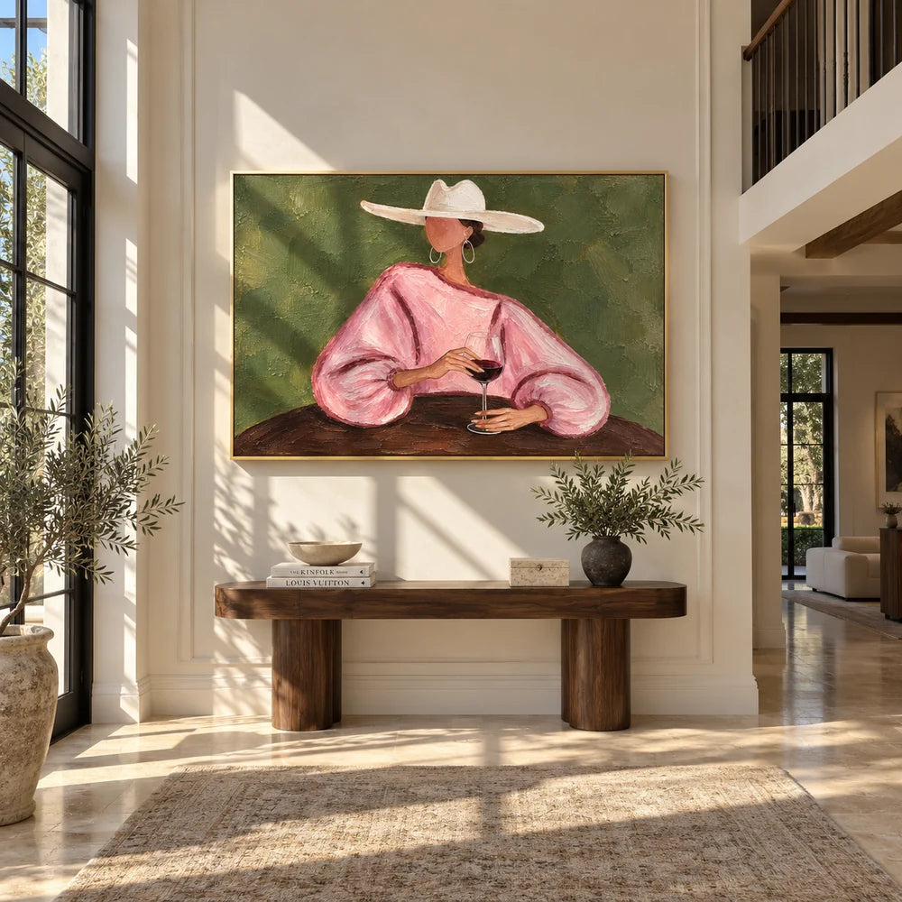 Textured Woman with Wine Wall Art