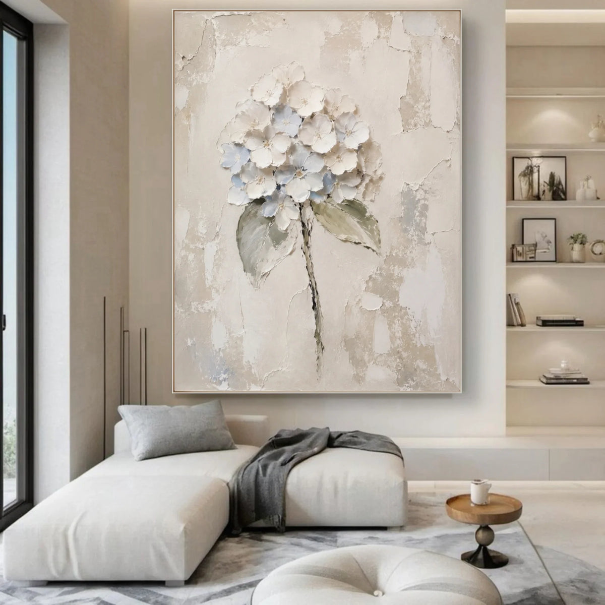 Sculptural White Hydrangea Wall Art