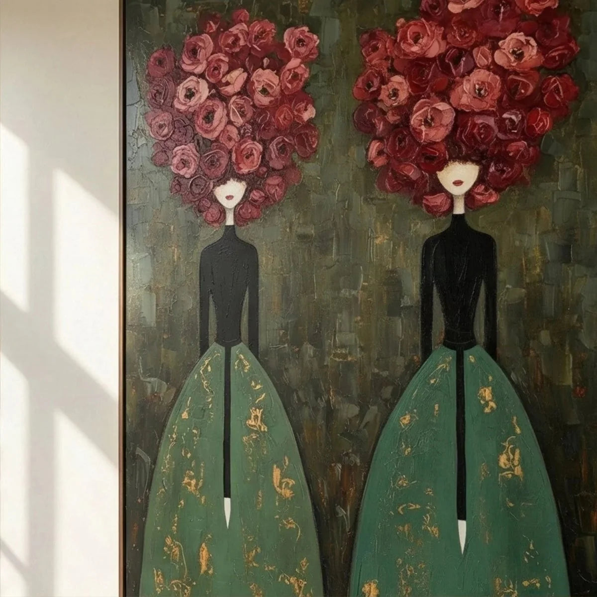 Textured Rose-Head Twins Wall Art