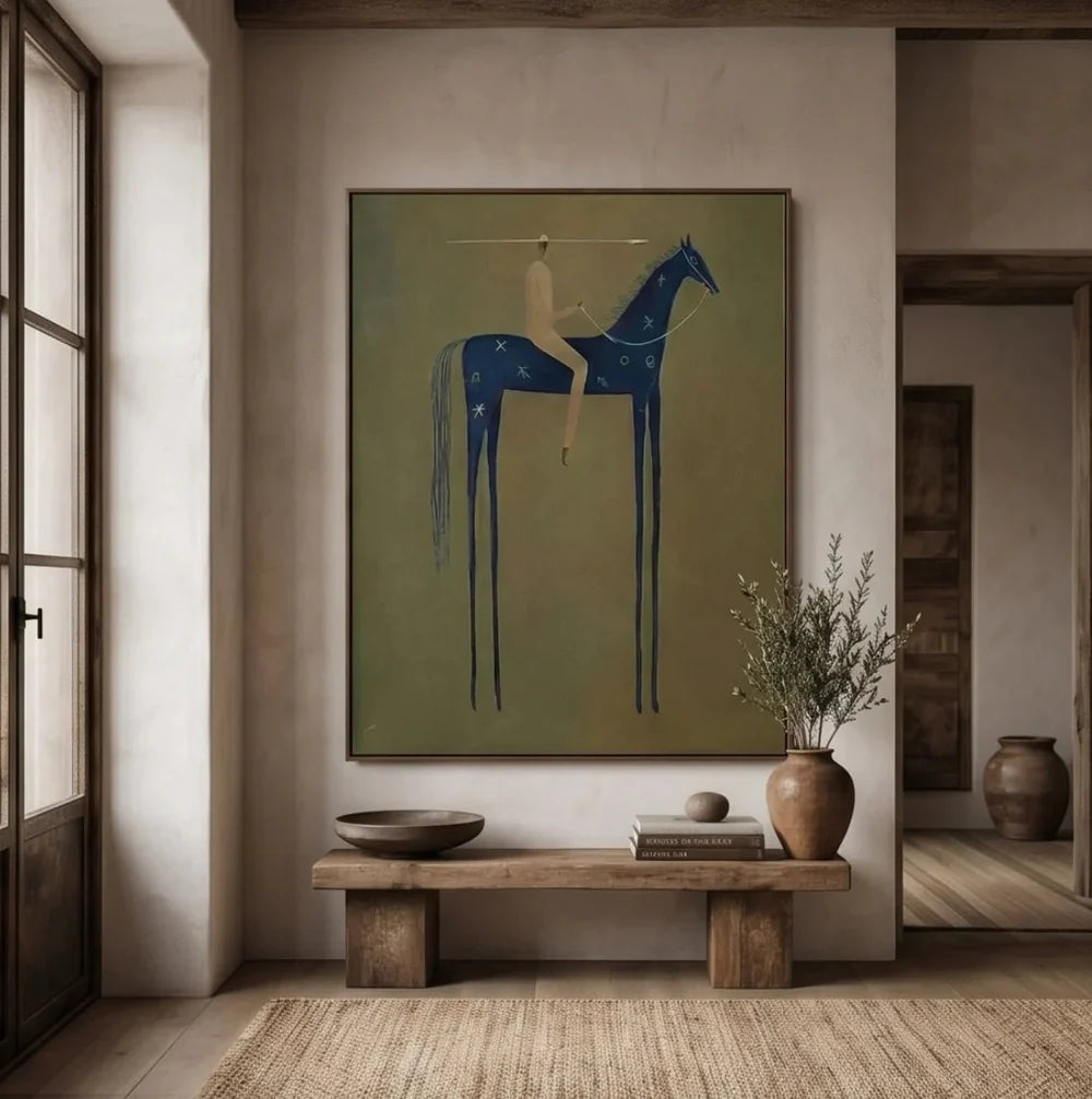 Naive Art Celestial Horse Rider Wall Art