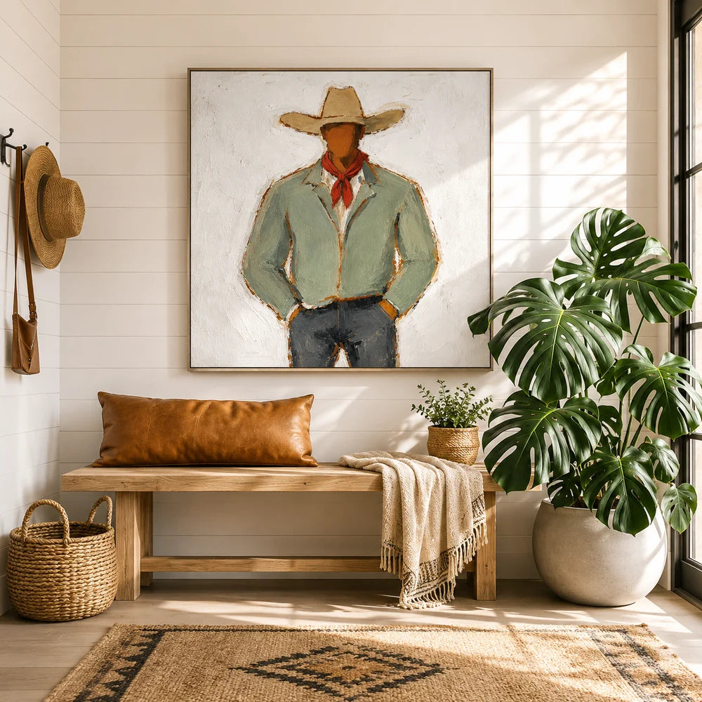 Impasto Faceless Cowboy Wall Art