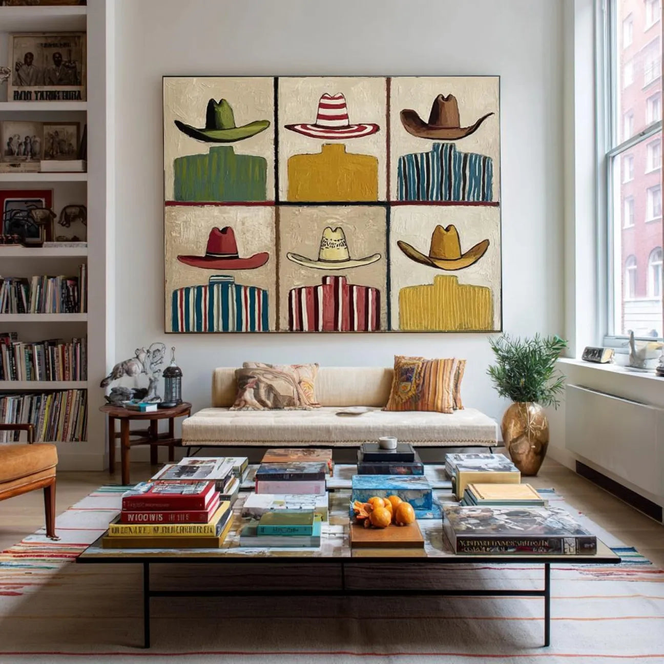 Bold Color-Block Cowboy Hats Wall Art