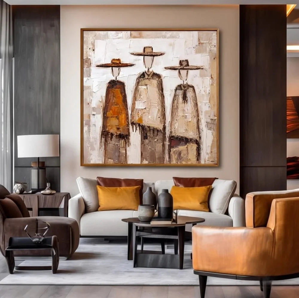 Impasto Trio in Hats Wall Art