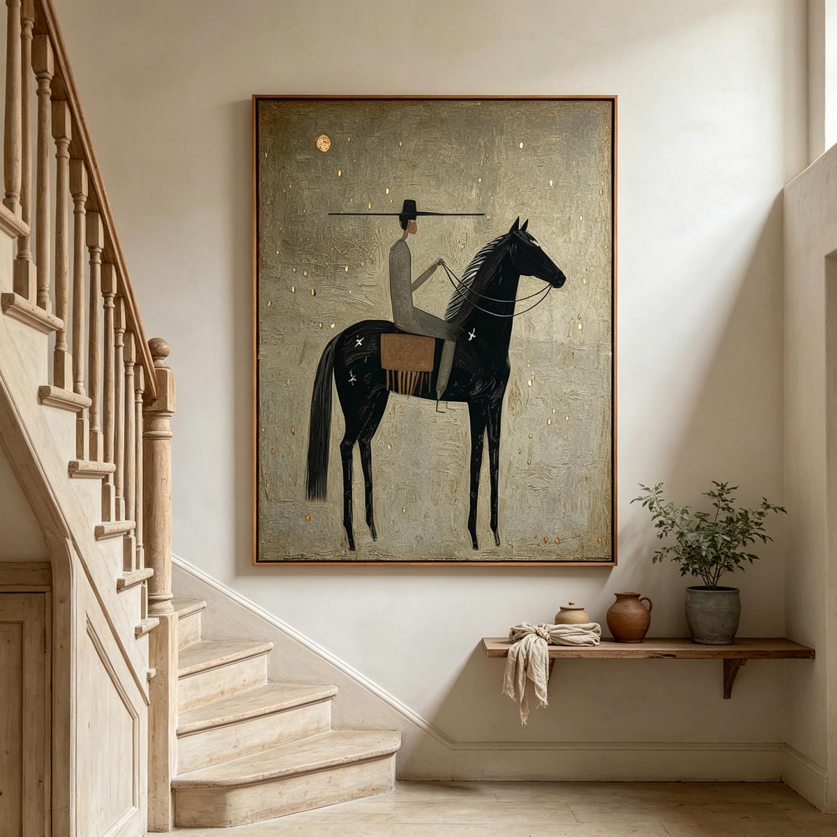 Textured Moonlit Rider Wall Art