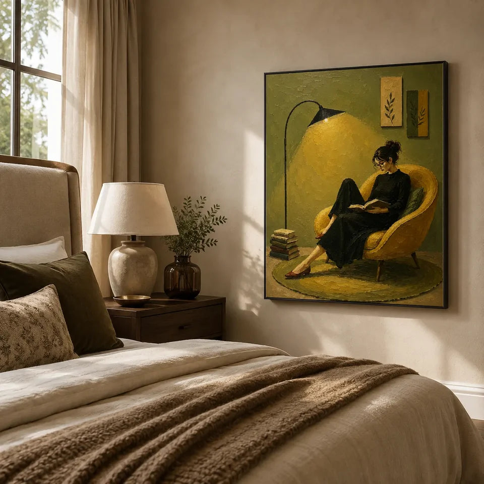 Textured Reading Woman Wall Art