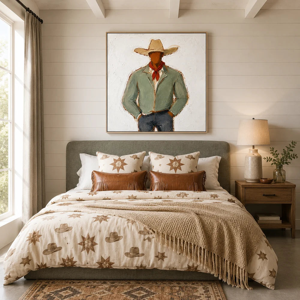 Impasto Faceless Cowboy Wall Art