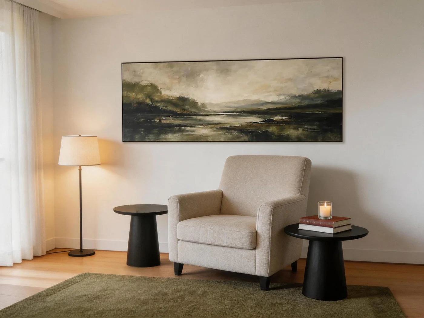 Hazy Mountain Lake Wall Art