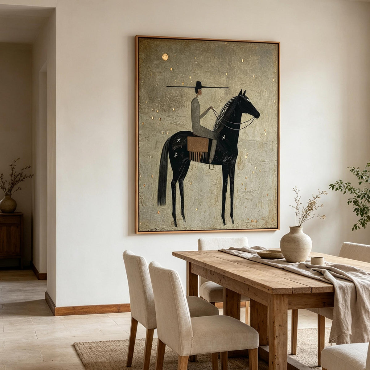 Textured Moonlit Rider Wall Art