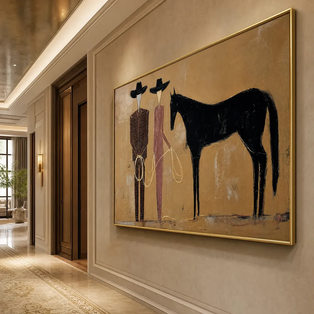 Abstract Western Duo & Black Horse Wall Art