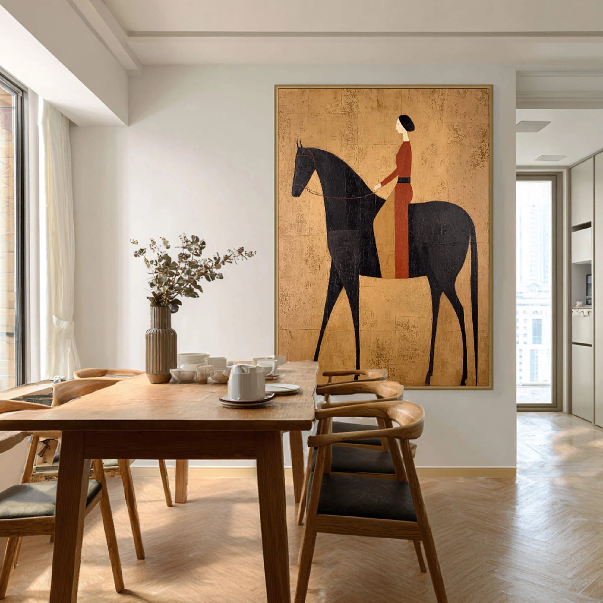 Rust Red Rider Silhouette Wall Art