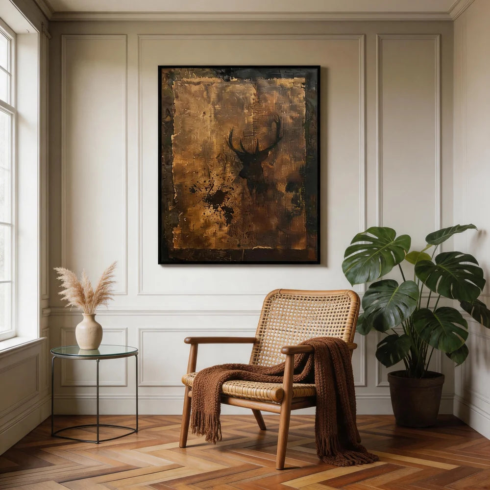 Weathered Bronze Deer Silhouette Wall Art