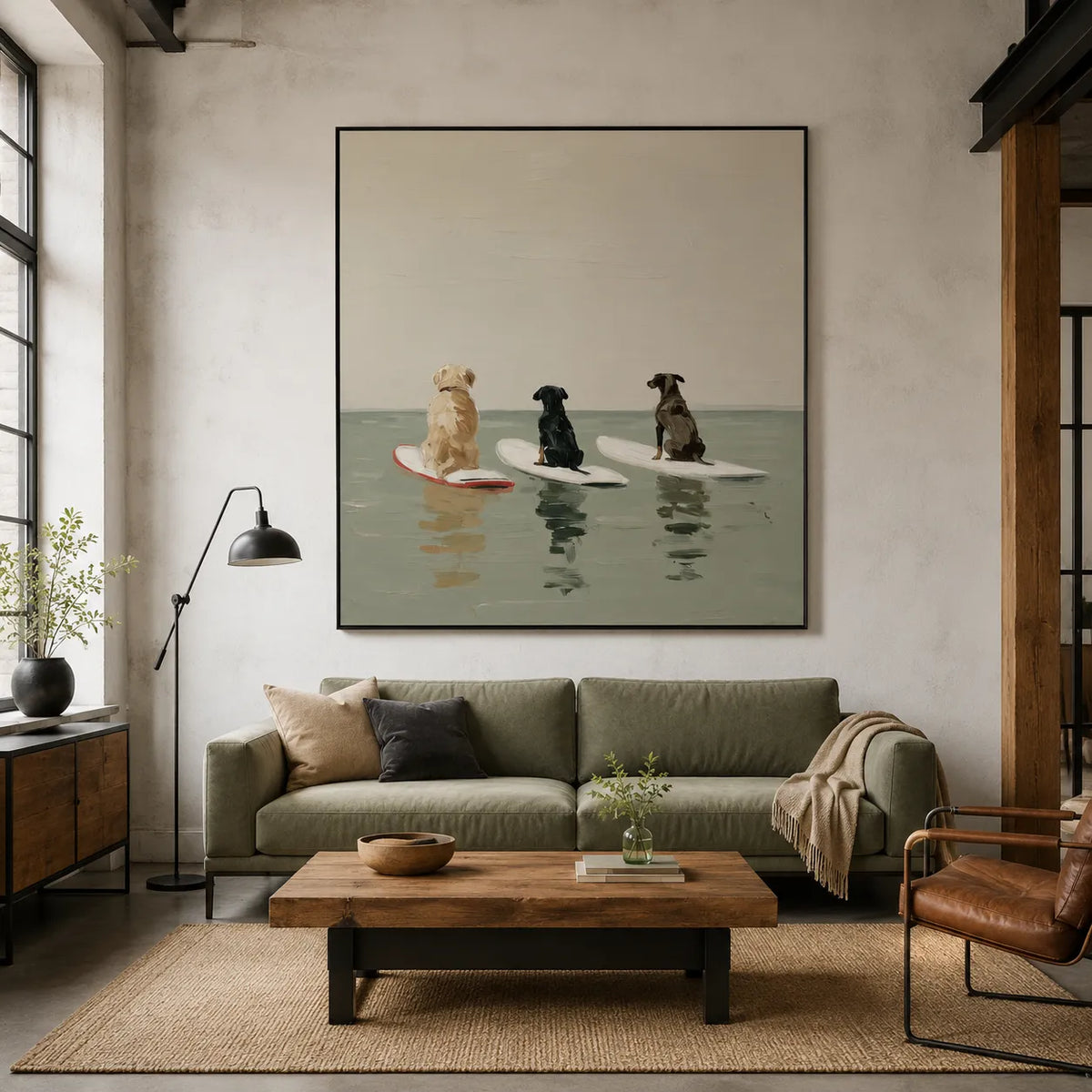 Textured Surfing Dogs Wall Art