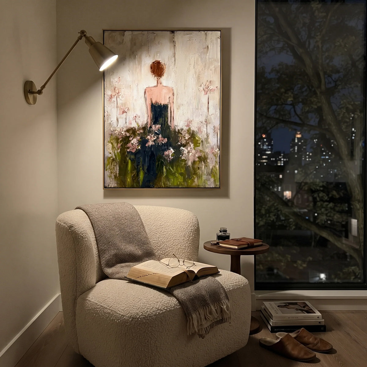 Textured Floral Dress Woman Wall Art
