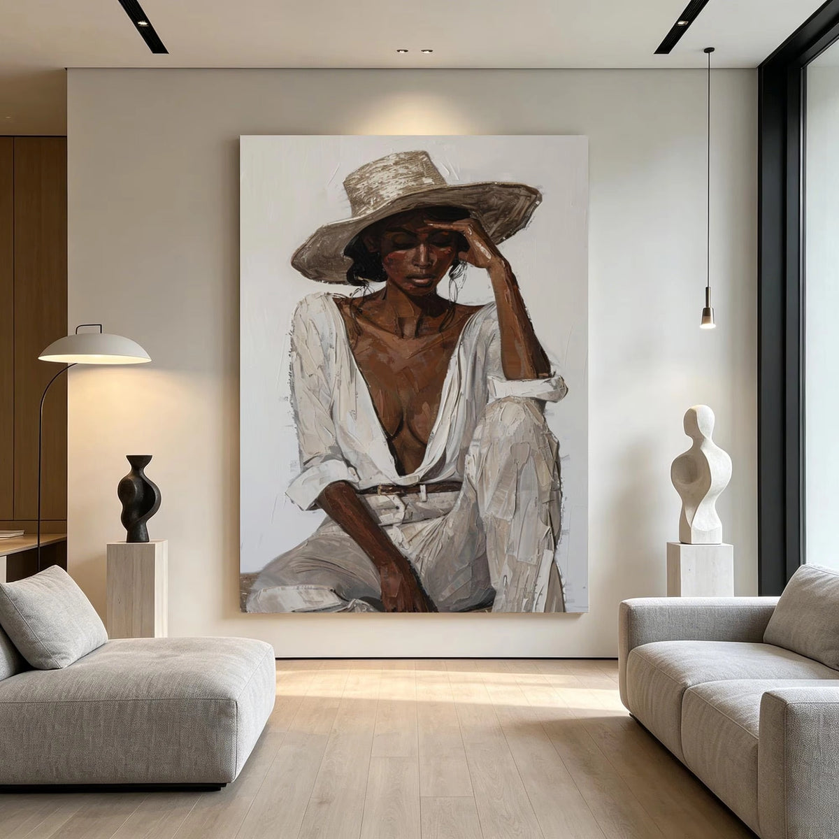Textured Wide Brim Hat Portrait Wall Art