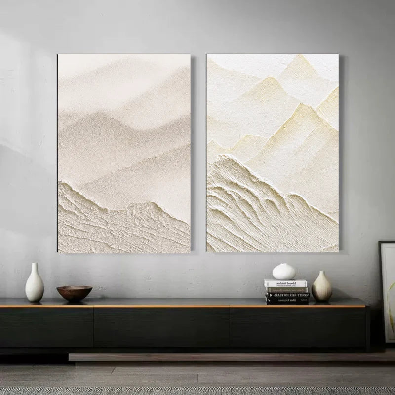 3D Textured Mountain Wave Wall Art Set of 2