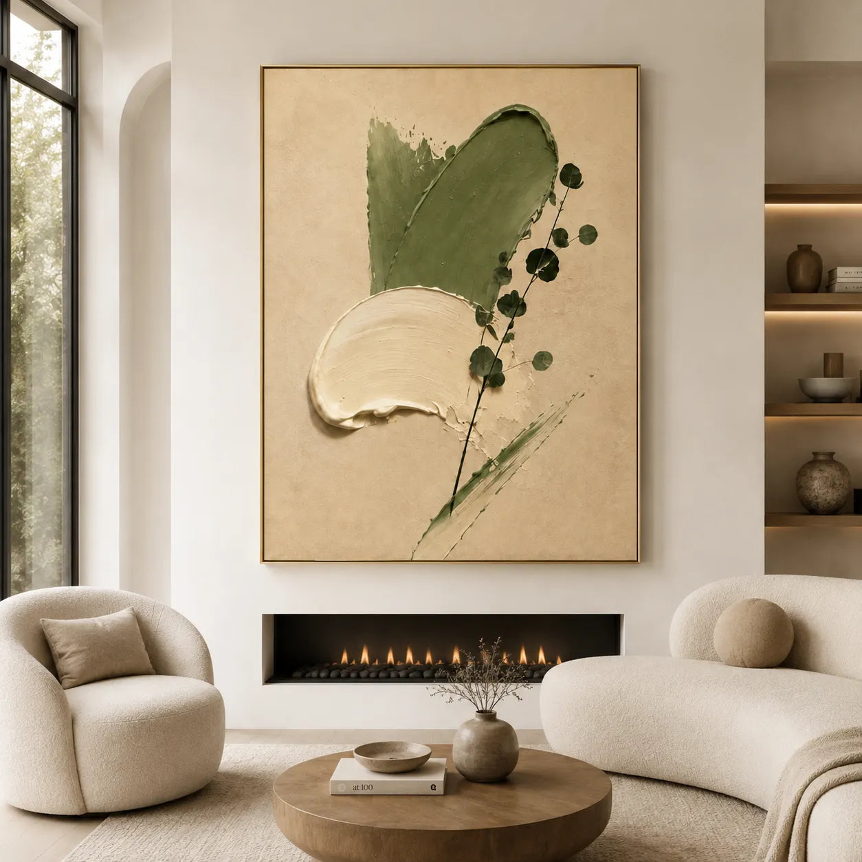Plaster Textured Sage Swipe Wall Art