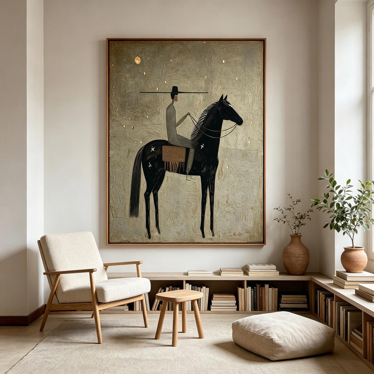 Textured Moonlit Rider Wall Art