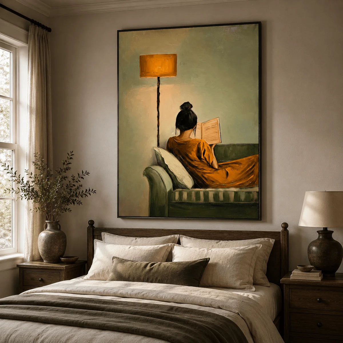 Reading Woman in Orange Wall Art