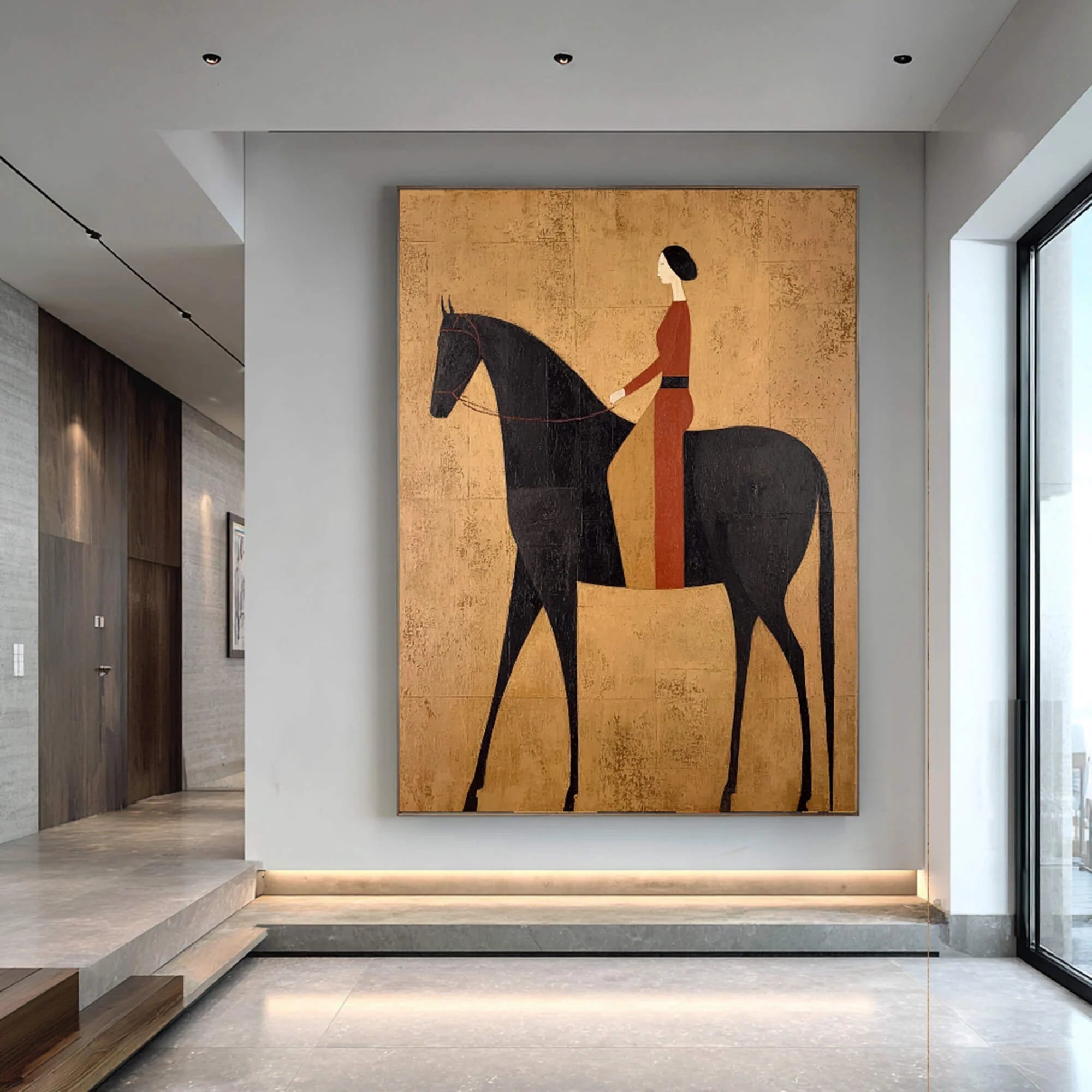 Rust Red Rider Silhouette Wall Art